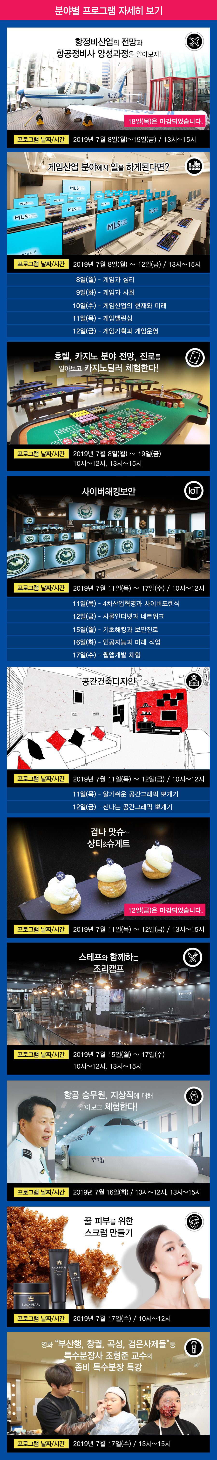 진로직업체험주간 과정별 프로그램